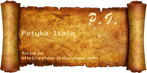 Petyka Itala névjegykártya